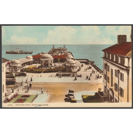 Hastings Pier & Band Enclosure, Sussex, 1958 - Shoesmith & Etheridge Postcard