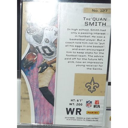 2018 Panini Rookies & Stars TRE'QUAN SMITH (Saints) Rookie Card #127