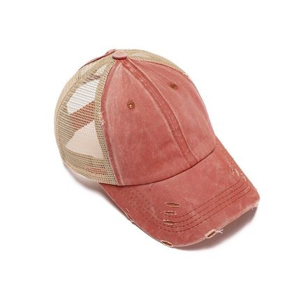 Women Distressed Baseball Cap Mesh Ponytail Hat High Messy Ponycap Trucker Hats