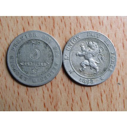 Belgium 1863 5 Centime Belgie (Dutch - Flemish Text) Coin