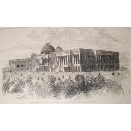 The Capitol At Washington - March 13, 1852 Original, 2 pages, Story & 3 Prints