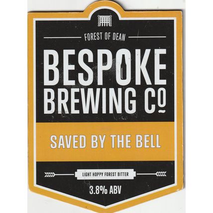 USED PUMP CLIP FRONT - BESPOKE BREWING CO - SAVED BY THE BELL BITTER