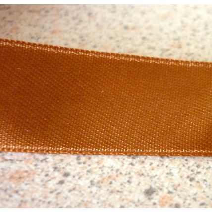 Copper Gold Double Sided Satin Ribbon 15mm Woven Edge 20m