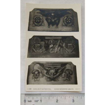 vintage postcard Carlisle Cathedral, Some Miserere Seats