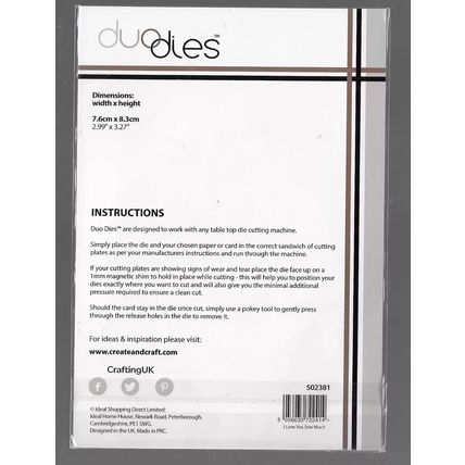Duo Dies. I Love You Sew Much Die. Die Cutting Cardmaking Scrapbooking Crafts