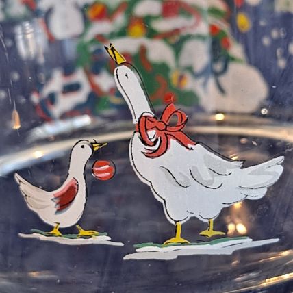 Lot 2 International COUNTRY CHRISTMAS OLD FASHIONED 8 oz Glass Farm 3 1/2"