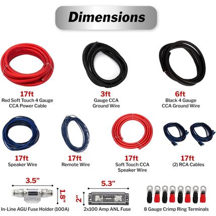 Installgear Dual 1/0 Gauge Amp Wiring Kit - Amp Kit with 4 Amplifier Installatio