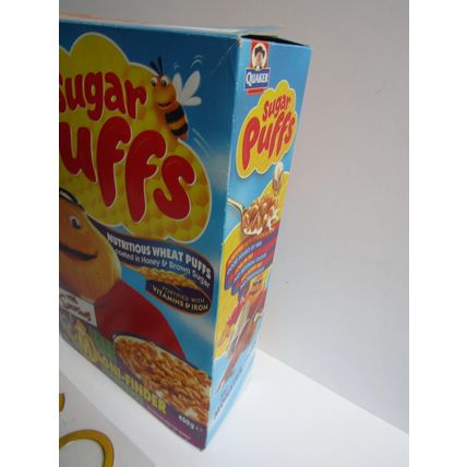 Quaker - Sugar Puffs 2001 The Simpsons Cereal Box & Uncut Sheet of Magni-Finders