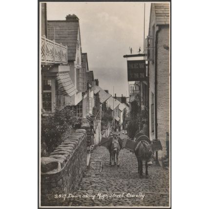 Down along High Street, Clovelly, Devon, c.1930s - Sweetman RP Postcard