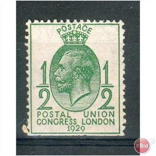 GB stamps 1929 - KGV - SG434 - ½d green - Postal Union Congress - MH