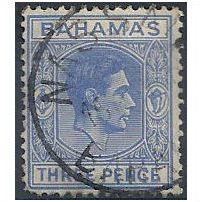 Bahamas 1943 SG154a 3d Blue Fine.Used