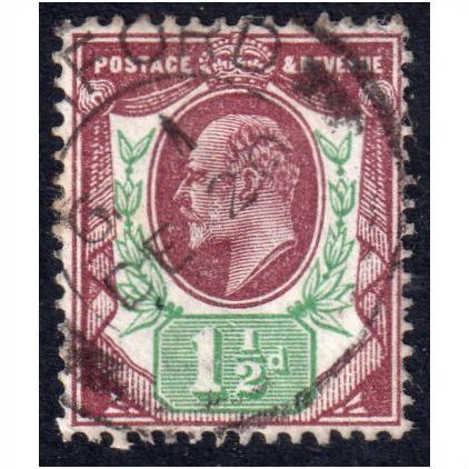 sg288 1 1/2d dull purple & green CDS Fine used used