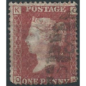 1858 SG43 1d Red Plate 192 Good/Fine Used Check Letters "OK"