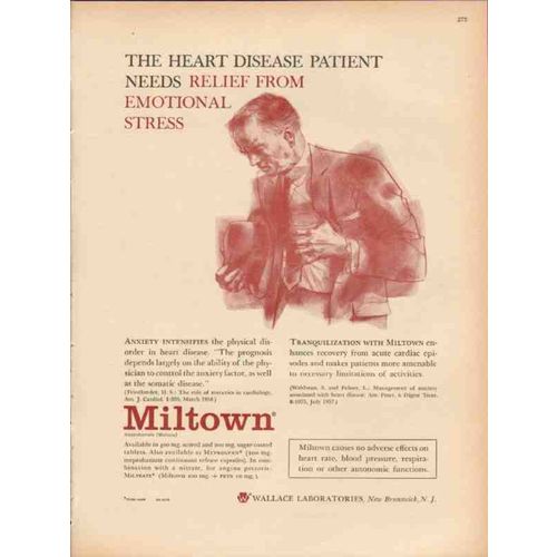 wallace laboratories 1959 miltown emotional stress medical vintage ad