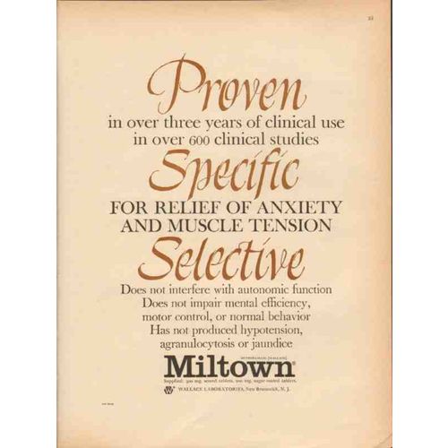wallace laboratories 1959 miltown proven specific medical vintage ad