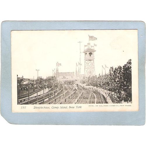 New York Coney Island Amusement Park Postcard Steeplechase Park Steeplecha~391