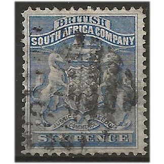 Rhodesia 1892 SG2 6d Ultramarine Fine Used . ..