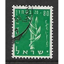 ISRAEL 1957 DEFENCE FUND 80pr & 20pr GREEN SG 134 FINE USED#