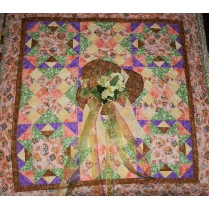 Quilted Homecrafted Wall Hanging Grandmother's Flowerpots 080821WH