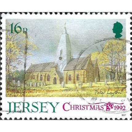 JERSEY, CHRISTMAS, Trinity Church, grey 1992, 16p, #3