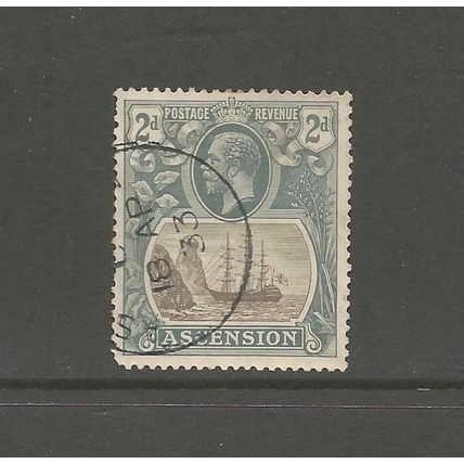 Ascension Island 1924 George V 2d Black and Grey, used. SG13. Ship