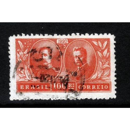 BRAZIL 1920 VISIT OF KING OF THE BELGIANS 100R RED FINE USED#1