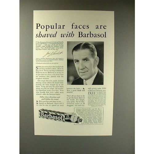 1931 Barbasol Shaving Ad, James J Corbett Gentleman Jim