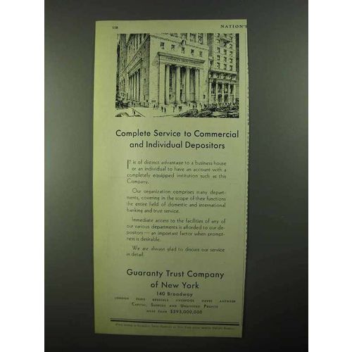 1931 Guaranty Trust Company of New York Ad - Service
