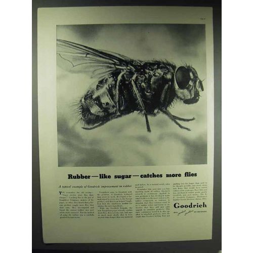 1937 Goodrich Rubber Ad - Like Sugar Catches More Flies