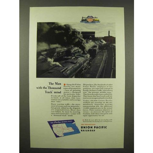 1944 Union Pacific Railroad Ad - Thousand Track Mind
