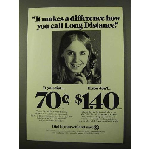 1971 Bell Long Distance Ad - Difference How You Call