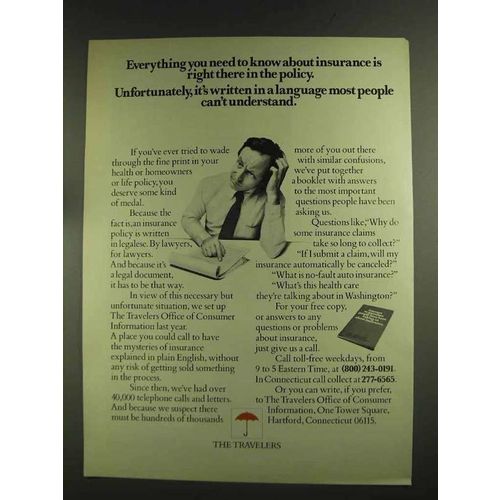 1972 Travelers Insurance Ad - You Need to Know