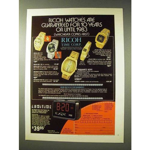 1973 Ricoh Watch Ad - Medallion Riquartz Atlas Laura