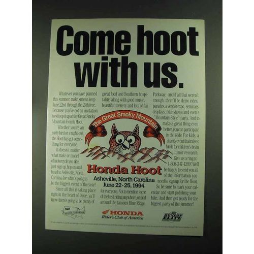 1994 Honda Motorcycles Ad - Come Hoot With Us