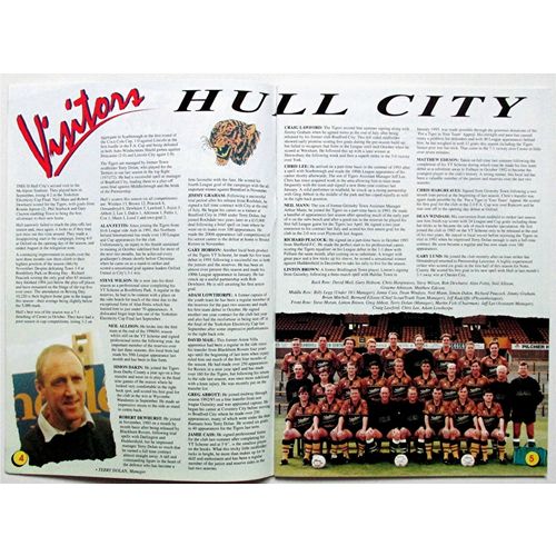 1994-95 HUDDERSFIELD TOWN v HULL CITY (Excellent Condition - No Writing)