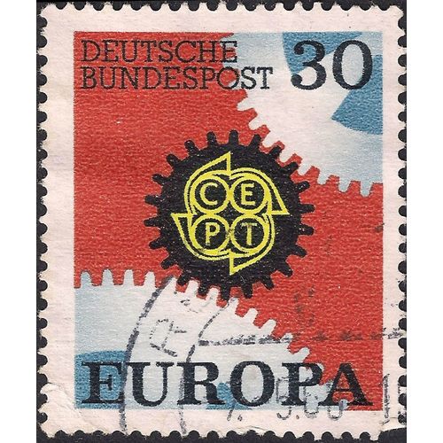 GERMANY, Europa CEPT: Cogwheels, orange 1967, 30 Pf, #2