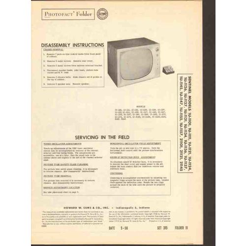 SENTINEL model 1U-11xx 211xx TV television Sams Photofact manual