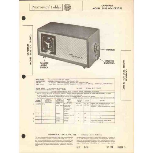 CAPEHART model 2C56 AM radio receiver clock Sams Photofact manual