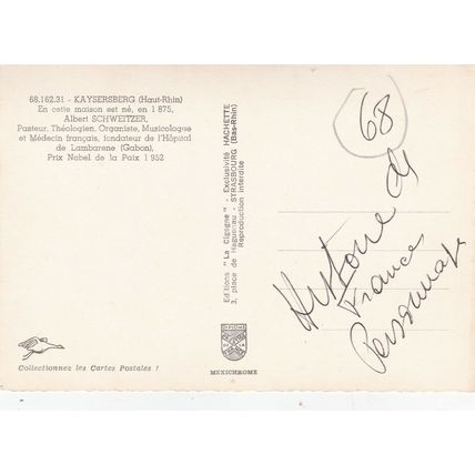 Kaysersberg Maison Albert Schweitzer France Postcard used VGC