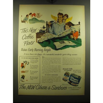 1949 Chase & Sanborn Coffee Ad - artwork by Frederick Siebel - Morning Angels