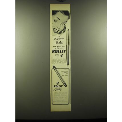 1948 Rollit Retractable and Petite pens Ad - Luxury styled