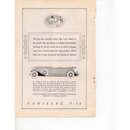 Cadillac V12 vintage Print Ad April 1931