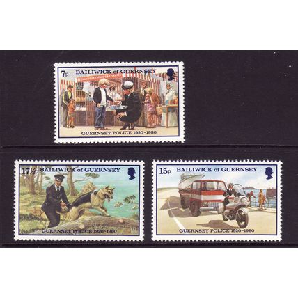 GUERNSEY 1980 GUERNSEY POLICE FORCE SG 214 / 216 SET 3 VALS U/M MINT