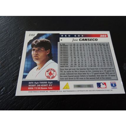 1996 Score Card # 303 Jose Canseco Excellent-Mint (6) Boston Red Sox