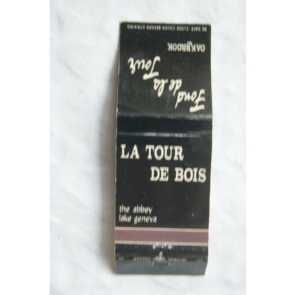 Matchbook Cover La Tour De Bois, The Abbey Lake Geneva