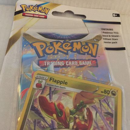 New Pokemon Holo Flapple Brilliant Stars Blister Pack + Coin