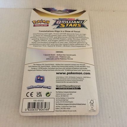 New Pokemon Holo Flapple Brilliant Stars Blister Pack + Coin