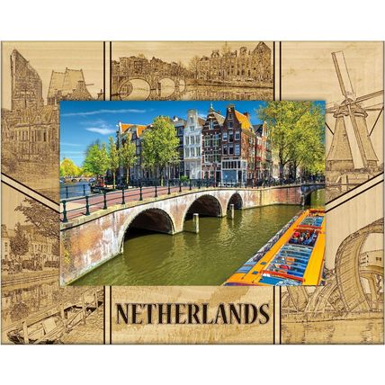Netherlands Laser Engraved Wood Picture Frame Landscape (5 x 7)