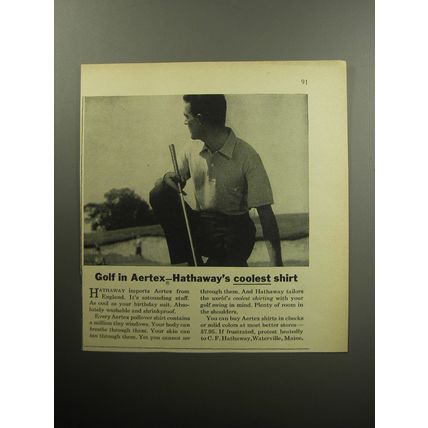 1957 Hathaway Aertex Shirt Ad - Golf in Aertex - Hathaway's coolest shirt