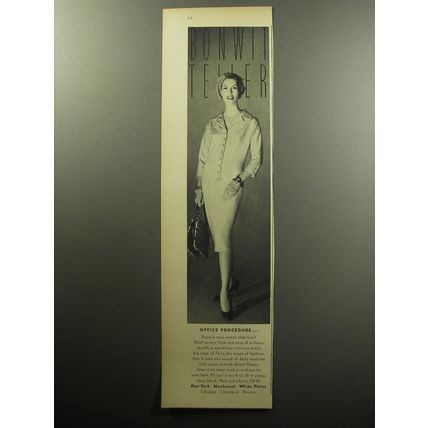 1957 Bonwit Teller Adele Martin Suit Ad - Office Procedure